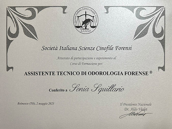 Attestato di educatore cinofilo ed assistente tecnico forense biella Attestato di educatore cinofilo ed assistente tecnico forense biella